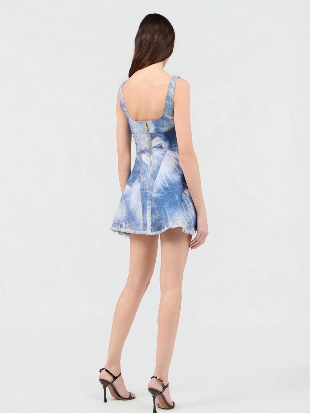 Roberto Cavalli Denim Print Mini Dress NWT Size 40 - Picture 3 of 3